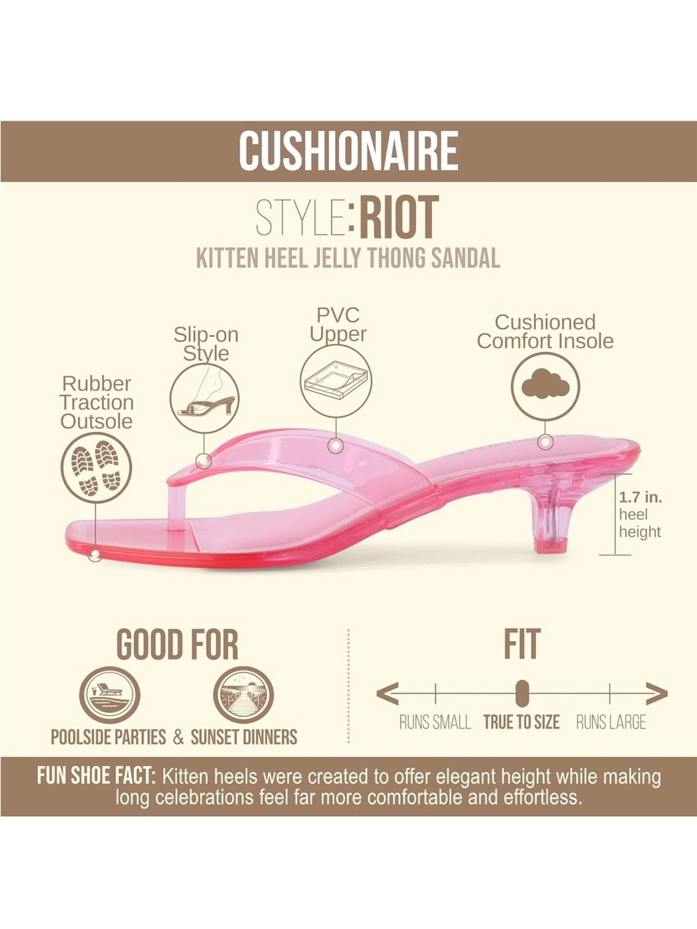 Riot Pink Kitten Heel Jelly Thong Sandal